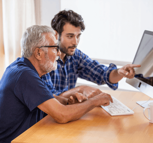 Healthcare professional with elderly patient